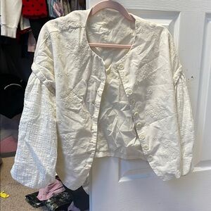 Embroidered Jacket Cream boho jacket